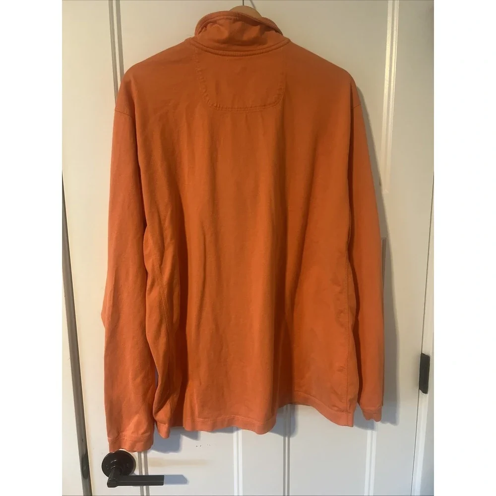 Tommy Bahama Shirt Men's Size XL Orange Quarter Zip Long Sleeve Casual Soft Knit